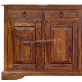 Takat Metal Jali Natural Solid Wood 3 Door Sideboard Cabinet